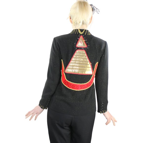 Desperately Seeking 80s Pyramid Style Size 0/Small* Black Glitter Susan Jacket - Picture 4 of 9